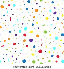 Orange Vector Spot Polkadot. Rainbow Pattern Cute Effect. Seamless Random Fun. Small Party Color Background. Red Bright Explosion Spray. Polka Dot. Abstract Fashion Ball. Geometric Ink Dot Sparkle.