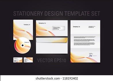 Orange vector stationery design template set