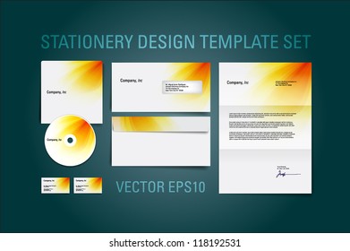 Orange vector stationery design template set