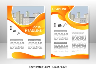 Diseño de plantilla vectorial naranja para folletos de negocios, volante, póster, folleto, presentación, informe anual, portada de revista, formación de equipo. A4