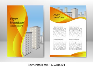 Orange vector template design for business brochure, flyer, poster, booklet, presentation, annual report, magazine cover, team educational training. A4