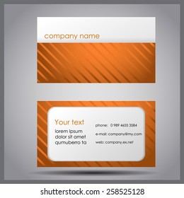 Orange vector two-sided business visit card