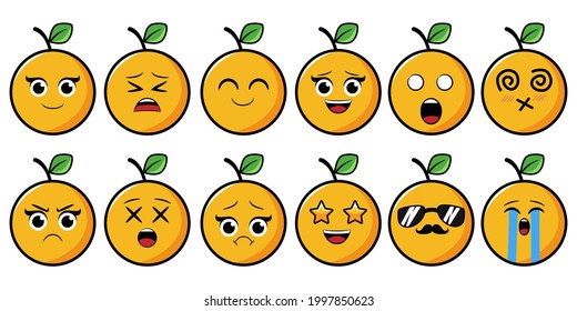 orange vector with various emoticons
