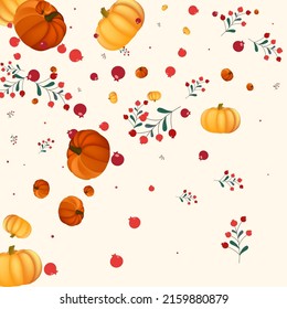 Orange Vegetable Background Beige Vector. Leaf Decorative. Red Food Texture. Graphic Border. Gold Plant Collection Set.