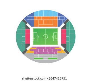 Esquema do estádio. Mapa do estádio de futebol. Ilustração de arte de educação vetorial