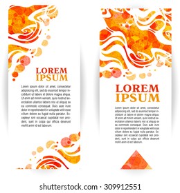Orange vertical banners with abstract waves and space for text - vector illustration