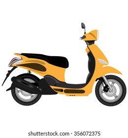 Orange vespa scooter delivery vector isolated icon, delivery transport