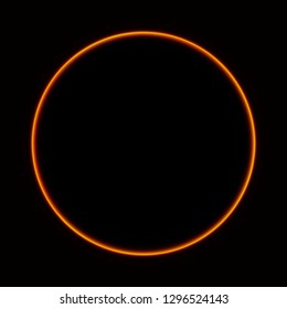 Orange vibrant neon glowing circle. Colorful round frame. Abstract bright ring. Shine vector stroke illustration for your design, banner, ad.