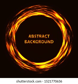 Orange vibrant neon glowing circle. Colorful round frame. Abstract bright ring. Shine vector stroke illustration for your design, banner, ad.