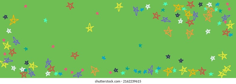 Orange Vibrant Violet Chaotic Naive Yellow Blue Illustration. Green Childish Purple Grey Mint Bright Red Handdrawn Stars. Kids Turquoise Neon Vivid White Stars Blue Pink Background.
