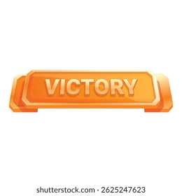Orange victory sign with gold trim announcing winning status in an online game