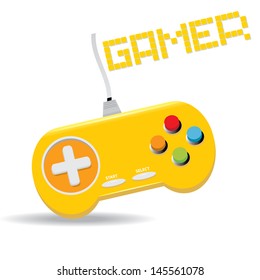 Orange Video game Controller Icon. vector illustration. game pad or video game console icon