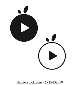 Diseño del logotipo de vídeo naranja. Fruta anaranjada y elemento del botón de reproducción de vídeo. Concepto multimedia y tecnológico. Color monocromo. Ilustración del vector