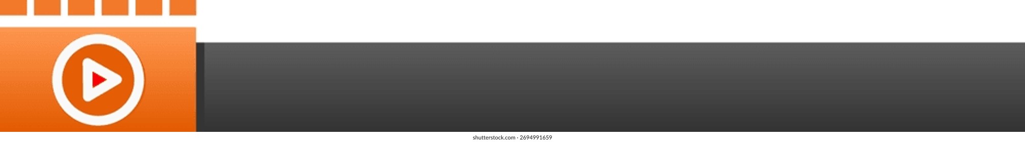 Orange video play button footer banner with gradient background