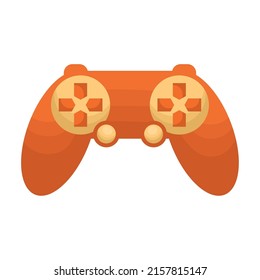 orange videogame controller over white