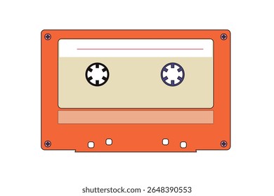 Laranja vintage fita cassete ícone isolado no fundo branco, retro 80s 90s música vetor design