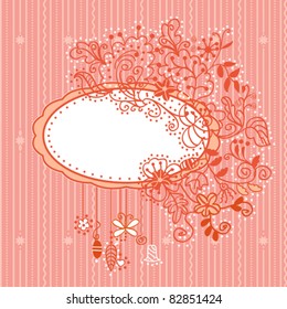 Orange vintage decorative floral background with place for text.