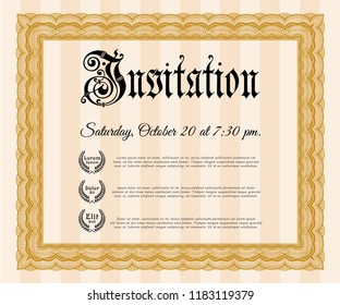 Orange Vintage invitation. With background. Vector illustration. Nice design. 