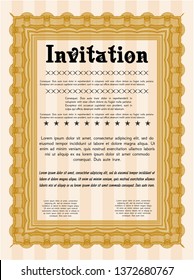 Orange Vintage invitation. Beauty design. Easy to print. Vector illustration. 