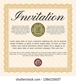 Orange Vintage invitation. Beauty design. Vector illustration. With quality background. 