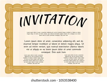 Orange Vintage invitation. With complex background. Customizable, Easy to edit and change colors. Superior design. 