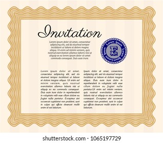  Orange Vintage invitation. Complex background. Perfect design. Detailed. 