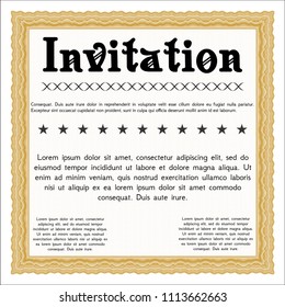 Orange Vintage invitation. Complex background. Money Pattern design. Vector illustration. 