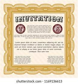 Orange Vintage invitation. Complex background. Lovely design. Vector illustration. 