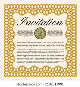 Orange Vintage invitation. Complex background. Customizable, Easy to edit and change colors. Superior design. 