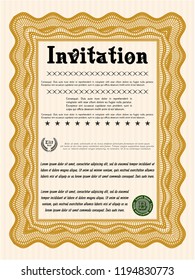 Orange Vintage invitation. With complex background. Customizable, Easy to edit and change colors. Cordial design. 