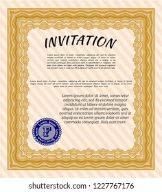 Orange Vintage invitation. Complex background. Beauty design. Vector illustration. 