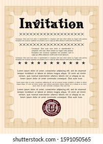 Orange Vintage invitation. Cordial design. With background. Customizable, Easy to edit and change colors. 