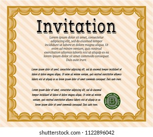 Orange Vintage invitation. Customizable, Easy to edit and change colors. With complex background. Superior design. 