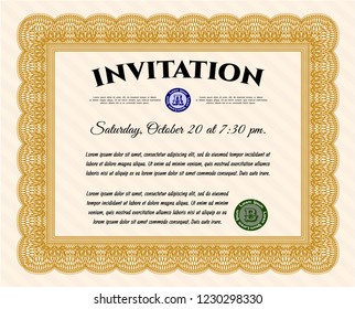 Orange Vintage invitation. Customizable, Easy to edit and change colors. With quality background. Perfect design. 