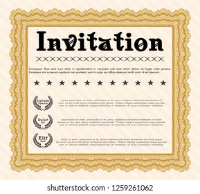 Orange Vintage invitation. Customizable, Easy to edit and change colors. With linear background. Money design. 