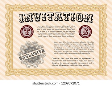 Orange Vintage invitation. Easy to print. Customizable, Easy to edit and change colors. Excellent design. 