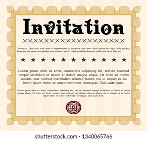 Orange Vintage invitation. Elegant design. Vector illustration. With complex background. 