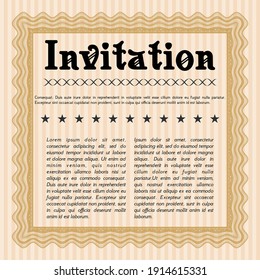 Orange Vintage invitation. Elegant design. With guilloche pattern and background. Customizable, Easy to edit and change colors. 