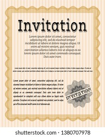 Orange Vintage invitation. With great quality guilloche pattern. Detailed. Superior design. 