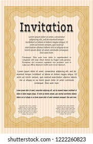 Orange Vintage invitation. With linear background. Customizable, Easy to edit and change colors. Cordial design. 