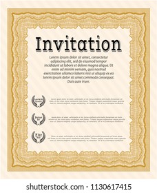 Orange Vintage invitation. Lovely design. Customizable, Easy to edit and change colors. Complex background. 