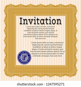 Orange Vintage invitation. Lovely design. Vector illustration. Easy to print. 