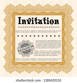 Orange Vintage invitation. Lovely design. Printer friendly. Detailed. 