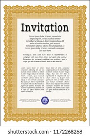 Orange Vintage invitation. Modern design. Vector illustration. Easy to print. 