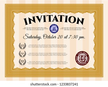 Orange Vintage invitation. Money Pattern. Complex background. Detailed. 