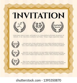Orange Vintage invitation. Money Pattern design. Vector illustration. With quality background. 