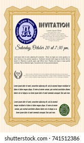 Orange Vintage invitation. Money Pattern design. Customizable, Easy to edit and change colors. With complex background. 