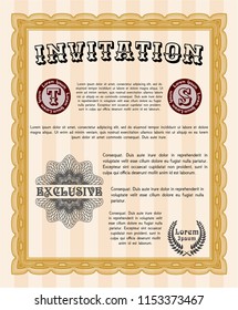 Orange Vintage invitation. Perfect design. Vector illustration. Printer friendly. 
