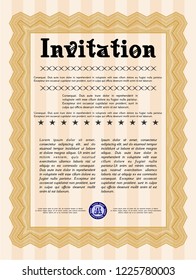 Orange Vintage invitation. Perfect design. Customizable, Easy to edit and change colors. With guilloche pattern. 