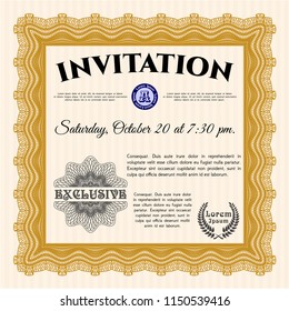 Orange Vintage invitation. Printer friendly. Customizable, Easy to edit and change colors. Perfect design. 